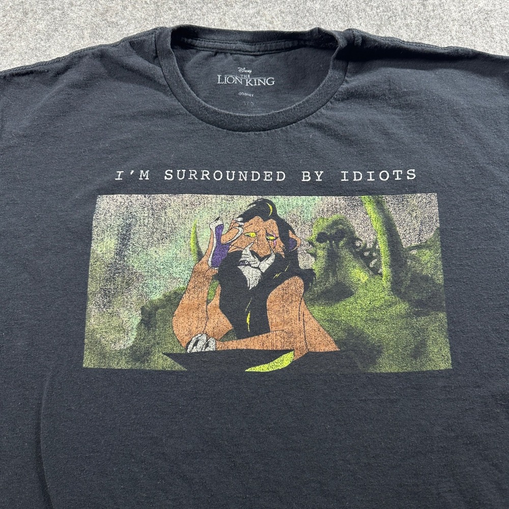 Disney The Lion King T-Shirt Large Black Scar I'm Surrounded By Idiots Graphic